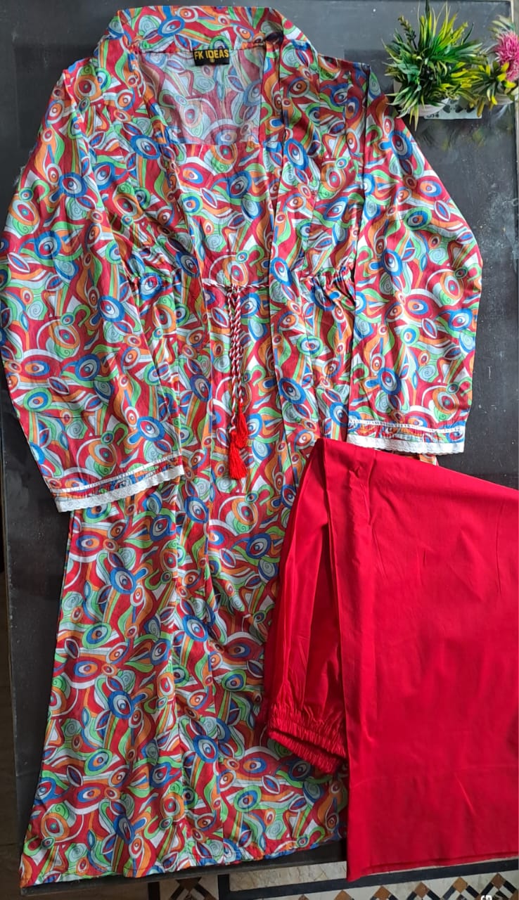Printed Lawn Shirt with Plane Trouser - Image 5