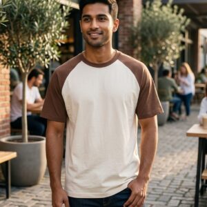 Premium Two-Tone Raglan T-Shirt – Earth Tone Casual Wear