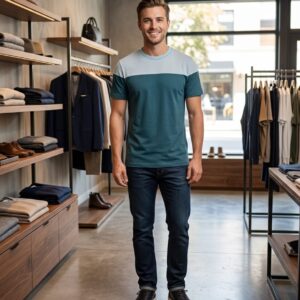 Modern Two-Tone Color-Block T-Shirt – Premium Men’s Casual Wear